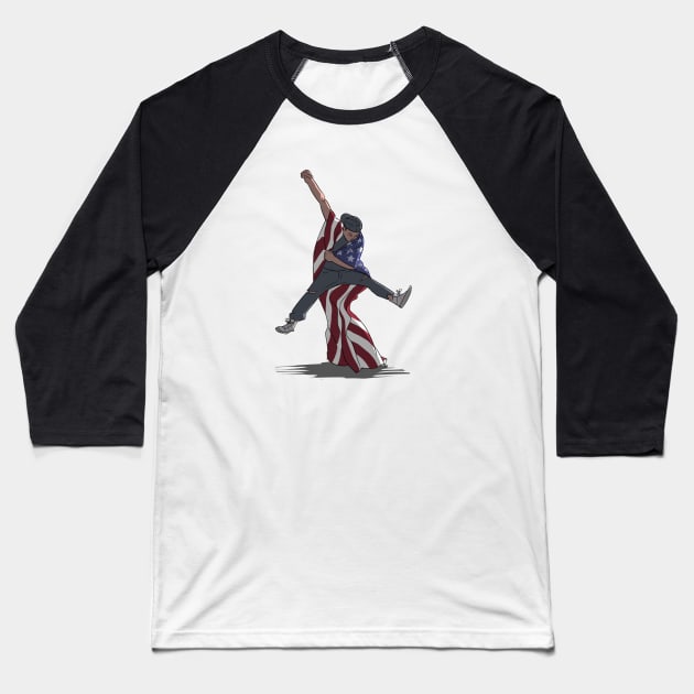 Happy american man Baseball T-Shirt by AleksanderMoskalev